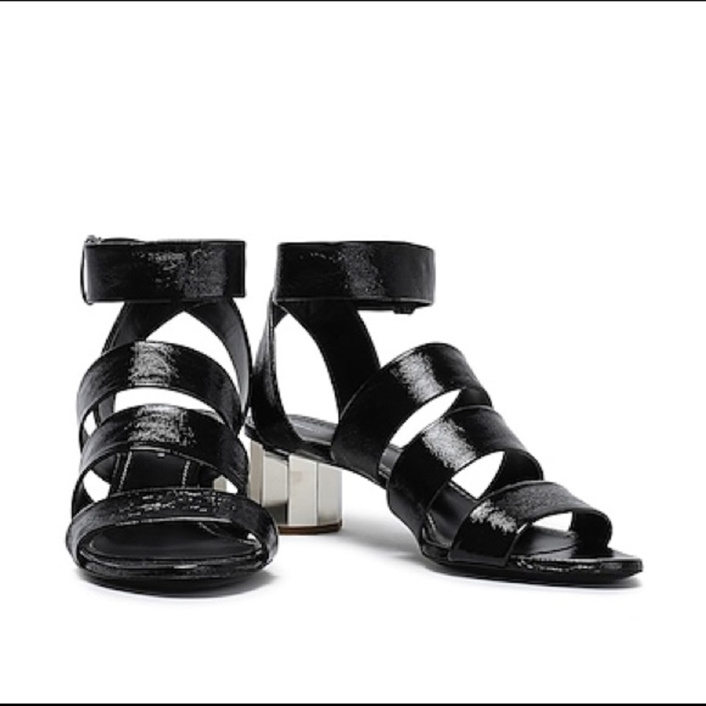 Proenza Schouler Women’s Black Sandals with Block Silver Heel Size 40 - Picture 3 of 11